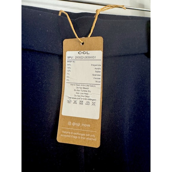 OGL Move Navy Wide Leg Pants NWT Size Large High Waist Stretch Work Casual - Picture 7 of 8